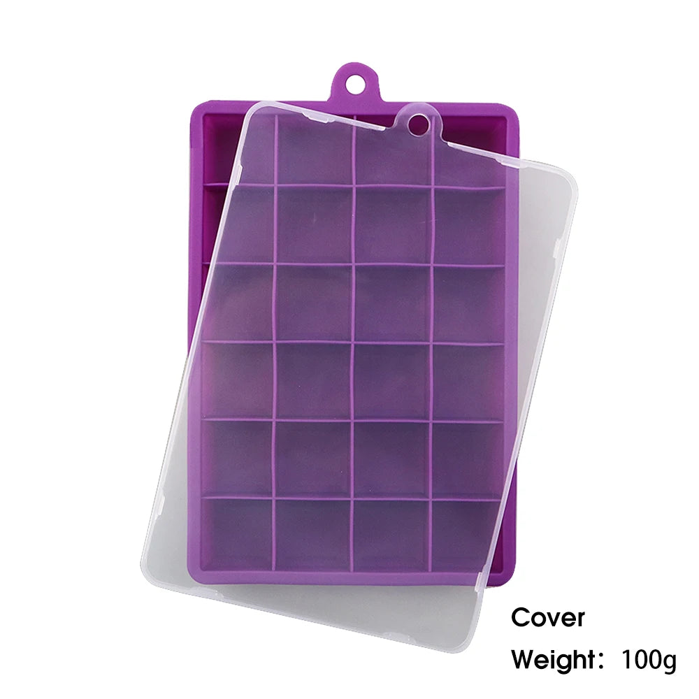 ChengHaoRan 24-Hole Silicone Ice Tray – Food-Grade, Square Ice Cubes, Jelly & Mold | With or Without Lid