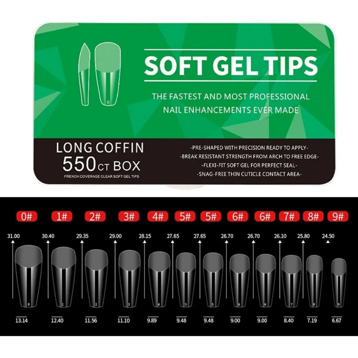 IAIZO Soft Gel Press-On Nail Tips – Full Cover, Almond / Coffin / French | 400–550pcs Box | DIY Manicure Extension