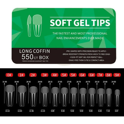 IAIZO Soft Gel Press-On Nail Tips – Full Cover, Almond / Coffin / French | 400–550pcs Box | DIY Manicure Extension