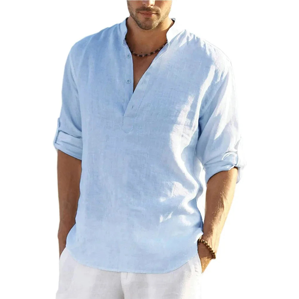 Men's Cotton Linen Casual Shirt – Long Sleeve