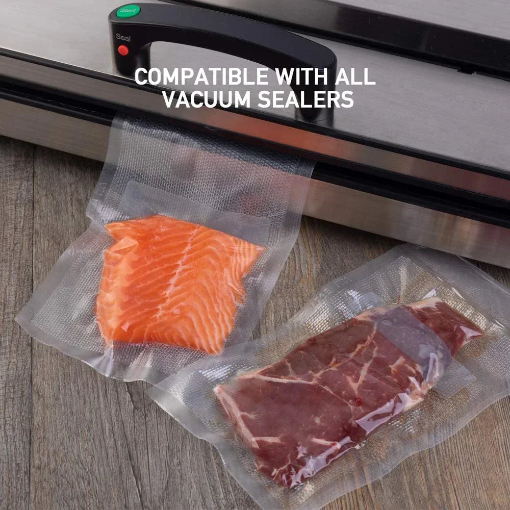 Vacuum Sealer Bags — 100 Pcs, BPA-Free PE, Food Grade, Multiple Sizes