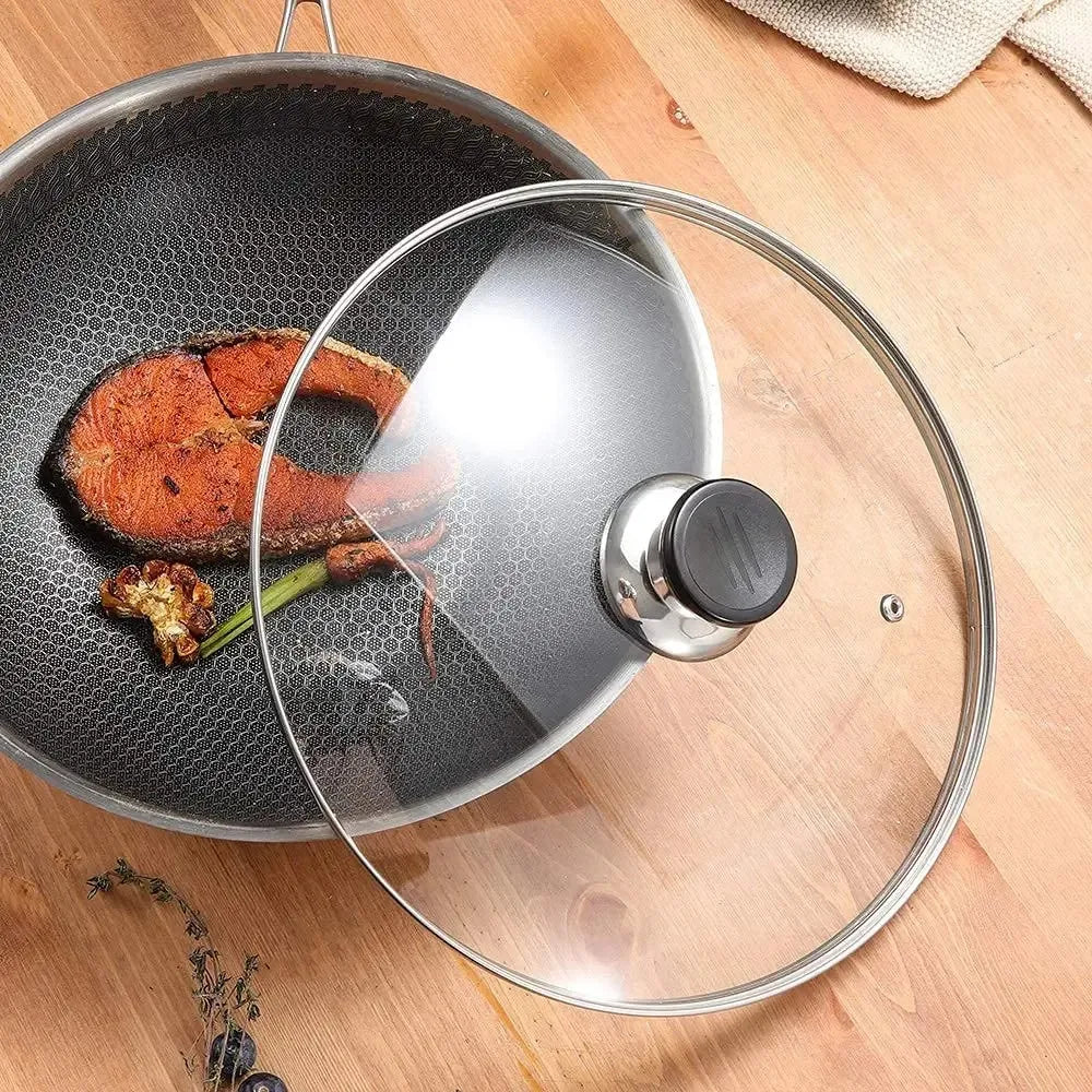 Universal Tempered Glass Pot Lid – Anti-Scald Knob, Heat-Resistant, 12–30cm | Fits Pots, Pans & Woks
