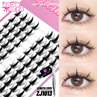 GROINNEYA DIY Cluster Lashes – 120 Natural Volume Individual Lash Clusters, 8–16mm | Soft Synthetic Hair | Mixed Tray | 17 Styles