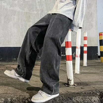 Streetwear Loose Wide Leg Jeans – Men