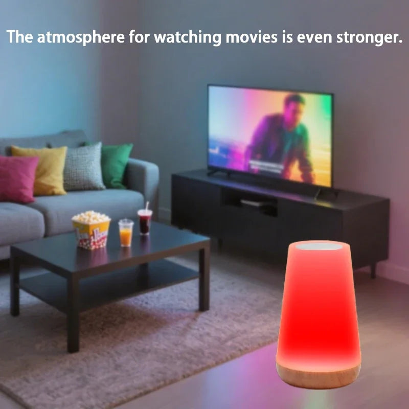 Smart RGB Bedside Night Lamp – 13 Colors, 5 Brightness, Touch & Remote Control, USB Rechargeable | 10hr Battery Life