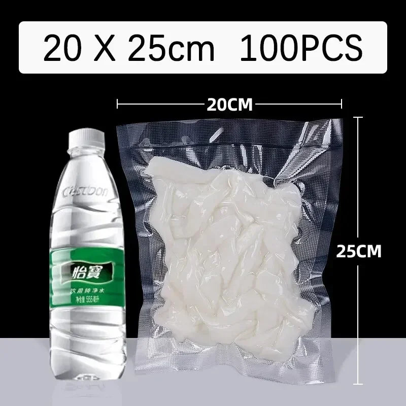 Vacuum Sealer Bags — 100 Pcs, BPA-Free PE, Food Grade, Multiple Sizes