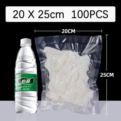 Vacuum Sealer Bags — 100 Pcs, BPA-Free PE, Food Grade, Multiple Sizes