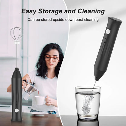 CREATEPRO Mini Milk Frother – USB Rechargeable, 3-Speed, 11000 RPM | Coffee, Matcha & Egg Beater | Green, White, Black