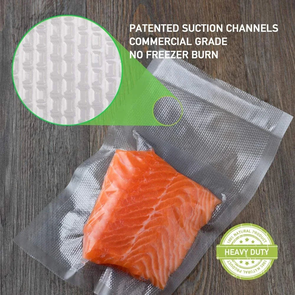 Vacuum Sealer Bags — 100 Pcs, BPA-Free PE, Food Grade, Multiple Sizes