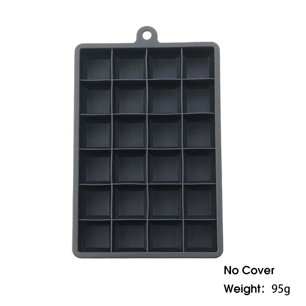 ChengHaoRan 24-Hole Silicone Ice Tray – Food-Grade, Square Ice Cubes, Jelly & Mold | With or Without Lid