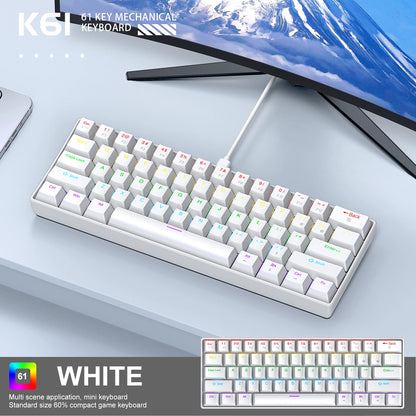 APAYADO K61 迷你機械鍵盤 — 60%，61 鍵，RGB，熱插拔，有線 USB-C