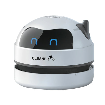 MPPMCK Robot-Shaped Mini Desk Vacuum Cleaner – USB Rechargeable, 360° Suction, 2W Portable Desktop Sweeper
