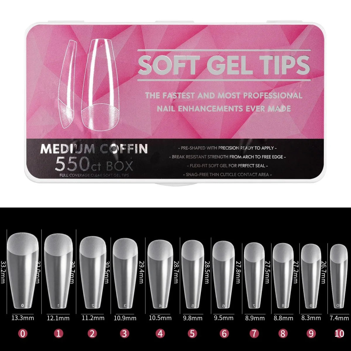 IAIZO Soft Gel Press-On Nail Tips – Full Cover, Almond / Coffin / French | 400–550pcs Box | DIY Manicure Extension