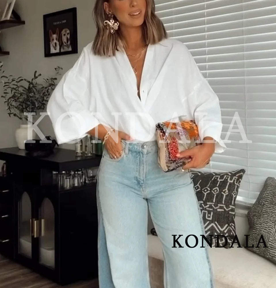 KONDALA Casual Loose Wide-Sleeve Shirt – Women