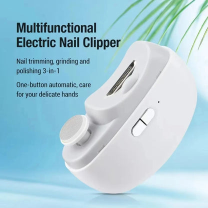 Electric Nail Clipper & Grinder 3-in-1 – Trim, Polish & Buff | LED Light, USB-C, 2-Speed | Pink, White, Purple