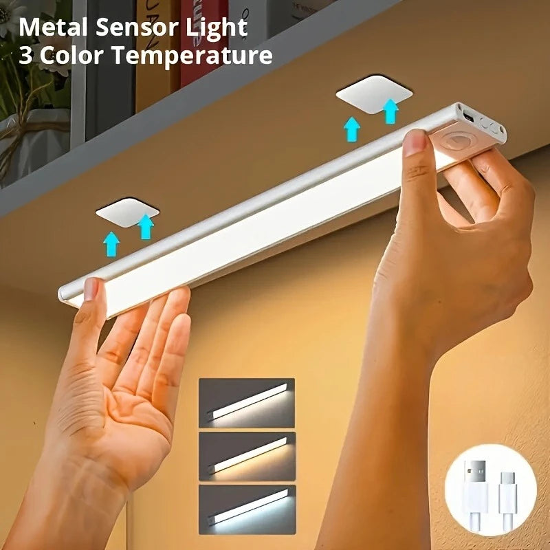 Rechargeable Magnetic LED Motion Sensor Light Bar – 20cm, 1500mAh, Stepless Dimming, USB-C | Under Cabinet & Closet Lighting