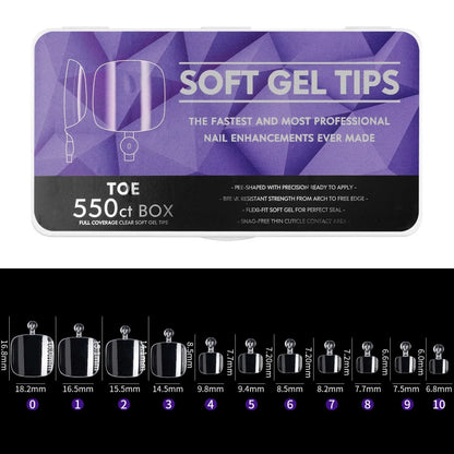 IAIZO Soft Gel Press-On Nail Tips – Full Cover, Almond / Coffin / French | 400–550pcs Box | DIY Manicure Extension