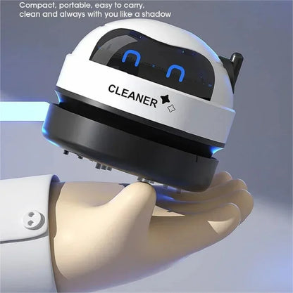 MPPMCK Robot-Shaped Mini Desk Vacuum Cleaner – USB Rechargeable, 360° Suction, 2W Portable Desktop Sweeper