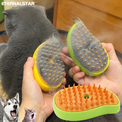 3-in-1 Pet Steam Grooming Brush — Spray, Massage & Detangle for Cats & Dogs