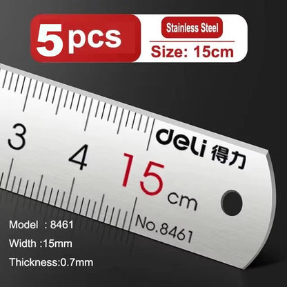 Deli ステンレス製直定規 — 15 / 20 / 30cm、1個、2個、または5個セット