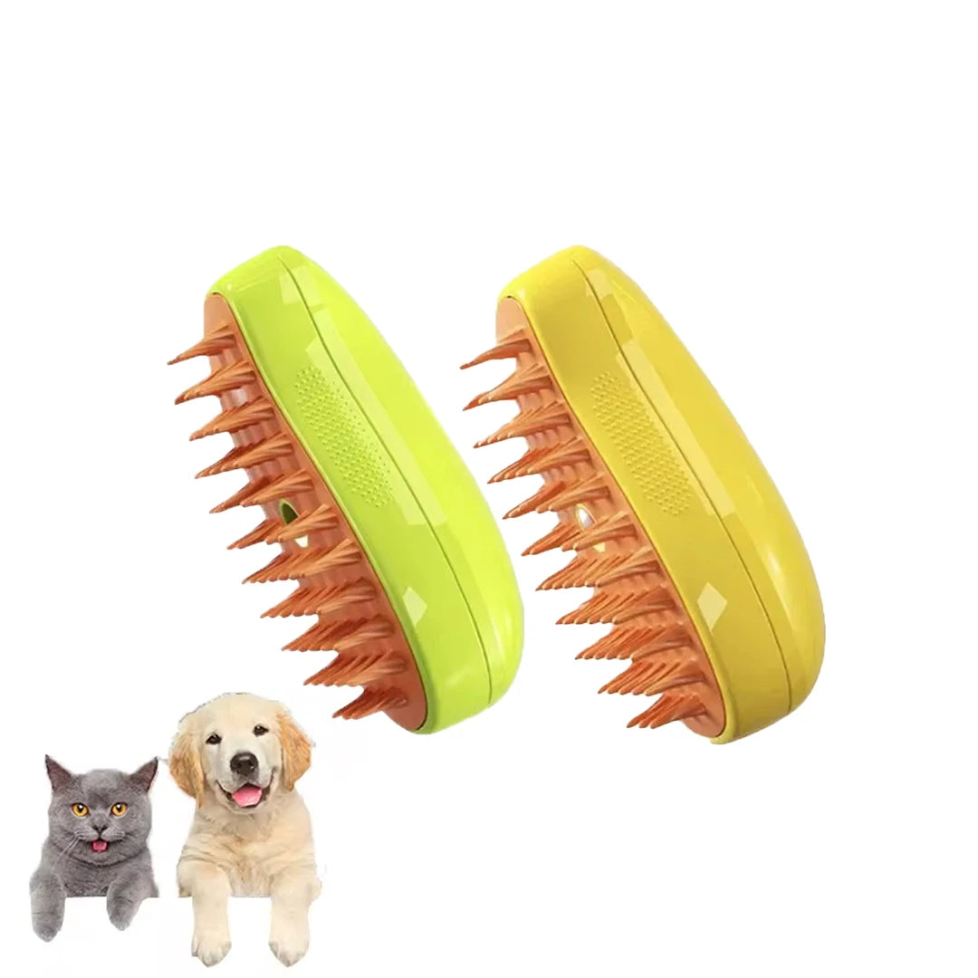 3-in-1 Pet Steam Grooming Brush — Spray, Massage & Detangle for Cats & Dogs