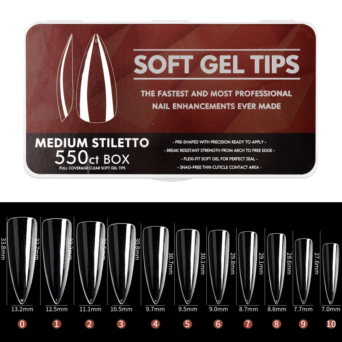 IAIZO Soft Gel Press-On Nail Tips – Full Cover, Almond / Coffin / French | 400–550pcs Box | DIY Manicure Extension