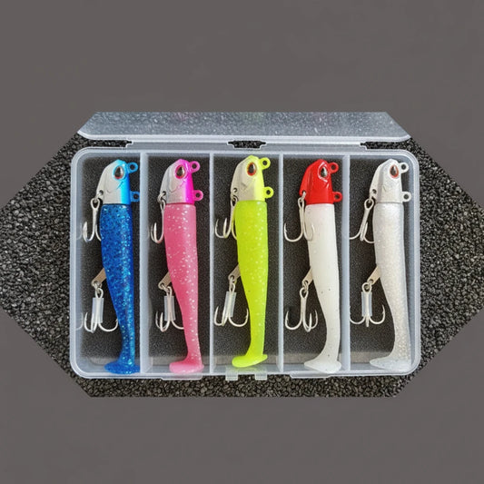 Glow Soft Fishing Lure Jig 30g/111mm — T-Tail Swimbait, 5pcs