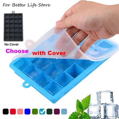ChengHaoRan 24-Hole Silicone Ice Tray – Food-Grade, Square Ice Cubes, Jelly & Mold | With or Without Lid