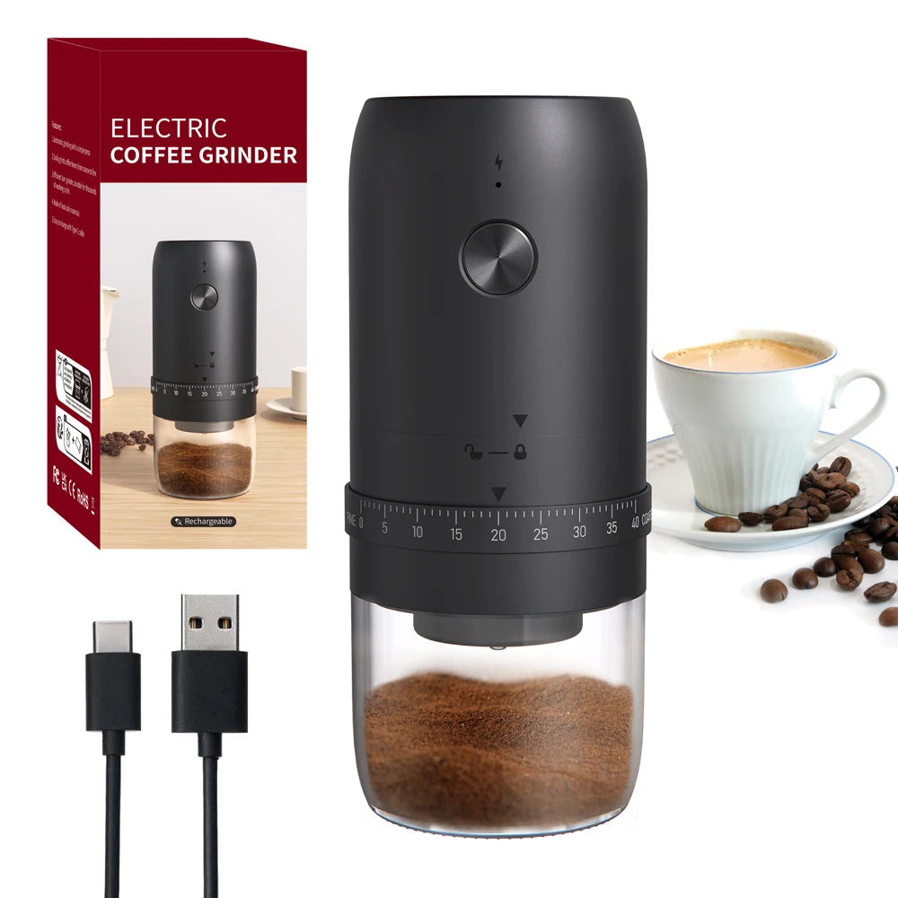 CLITON 電動コーヒー豆グラインダー – 40段階調整可能、USB充電式