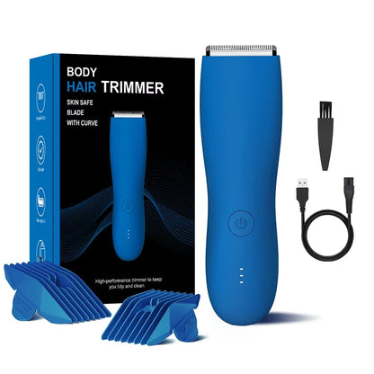 Men's Body & Groin Trimmer – IPX6 Waterproof, SkinSafe Foil Blades, Rechargeable | Sensitive Skin | Blue & Black