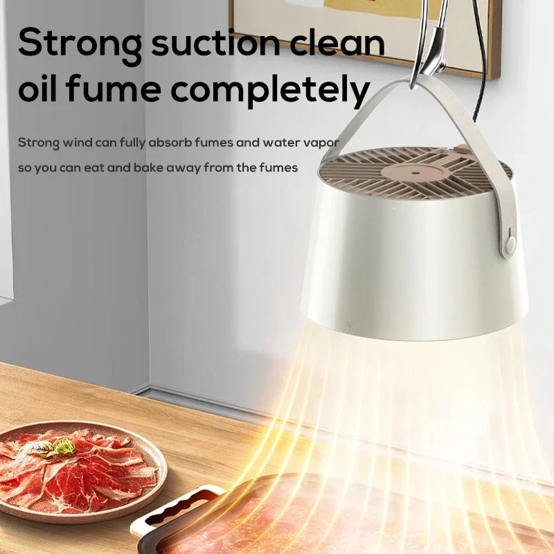 CREAROMA USB Desktop Range Hood – 40W Portable Kitchen Extractor Fan, 3-Speed, Removable Filter | White & Grey