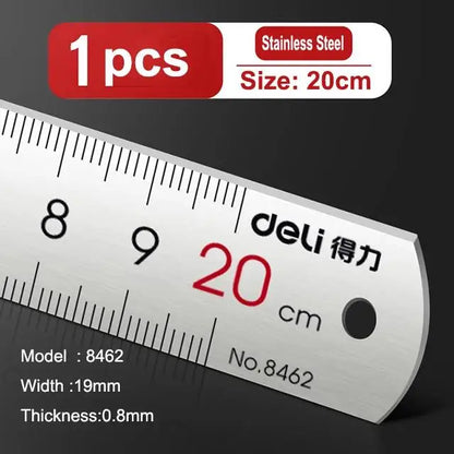 Deli ステンレス製直定規 — 15 / 20 / 30cm、1個、2個、または5個セット