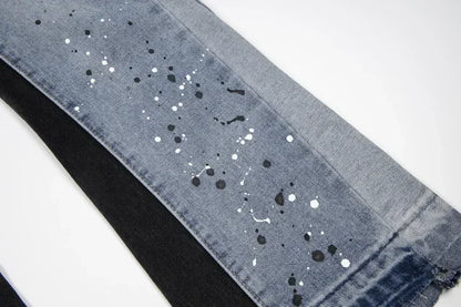 Retro Washed Denim Flared Trousers