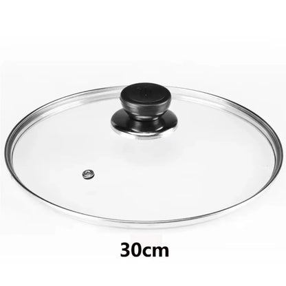 Universal Tempered Glass Pot Lid – Anti-Scald Knob, Heat-Resistant, 12–30cm | Fits Pots, Pans & Woks