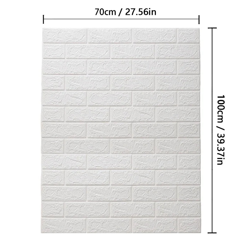 3D Brick Pattern Self-Adhesive Wallpaper 70cm — Waterproof Peel & Stick