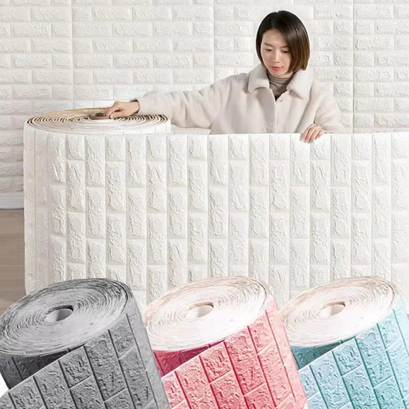 3D Brick Pattern Self-Adhesive Wallpaper 70cm — Waterproof Peel & Stick