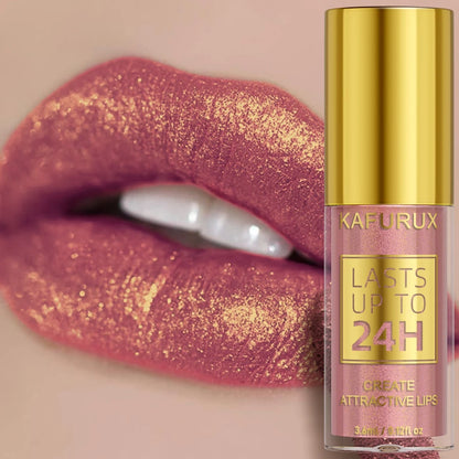 KAFURUX Glitter Diamond Shimmer Lip Gloss – 14 Colors, Waterproof, Long-Lasting Liquid Lipstick | Metallic & Sparkling | Single & 2pcs