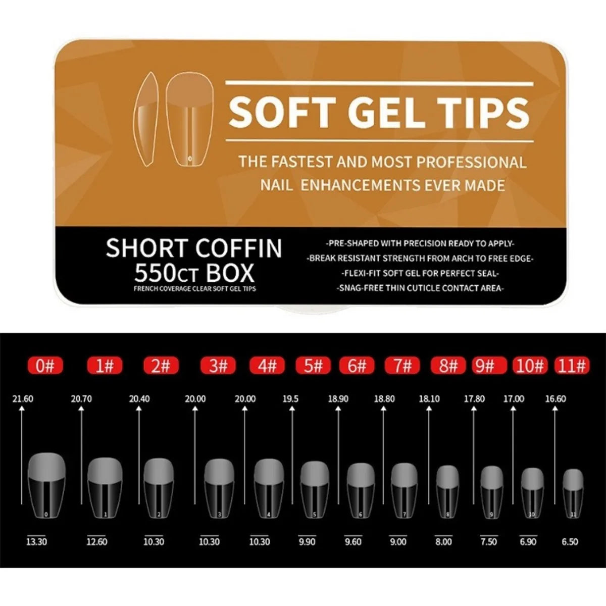 IAIZO Soft Gel Press-On Nail Tips – Full Cover, Almond / Coffin / French | 400–550pcs Box | DIY Manicure Extension