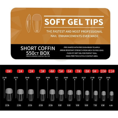 IAIZO Soft Gel Press-On Nail Tips – Full Cover, Almond / Coffin / French | 400–550pcs Box | DIY Manicure Extension