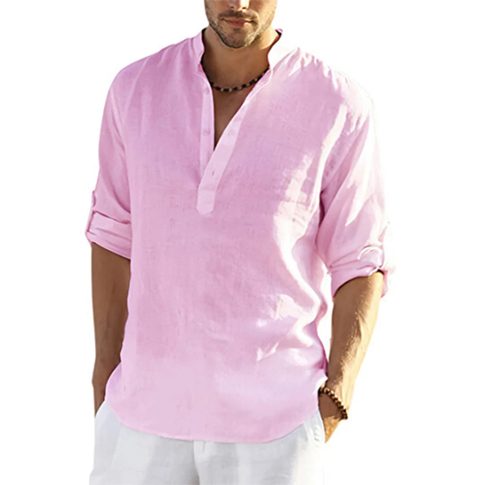 Men's Cotton Linen Casual Shirt – Long Sleeve