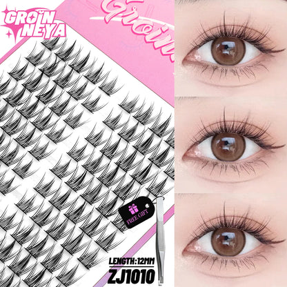 GROINNEYA DIY Cluster Lashes – 120 Natural Volume Individual Lash Clusters, 8–16mm | Soft Synthetic Hair | Mixed Tray | 17 Styles