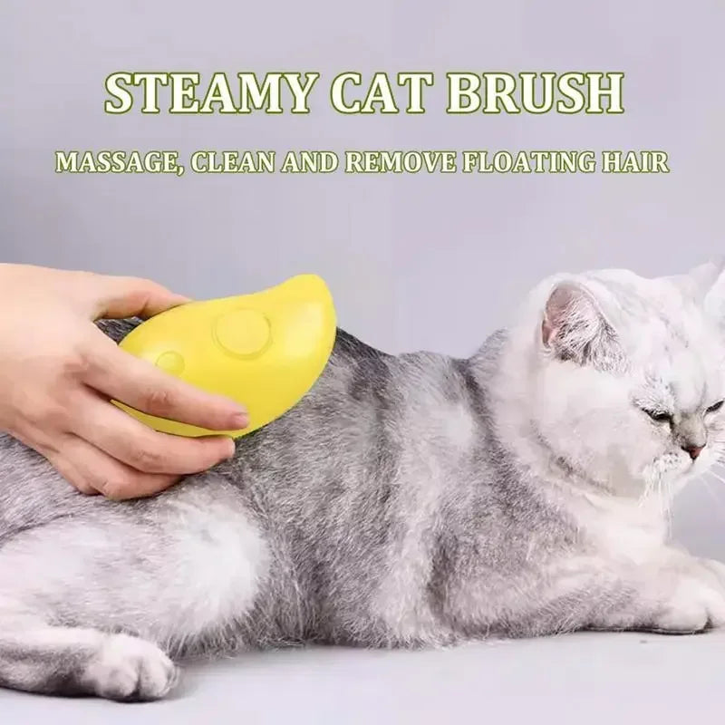 3-in-1 Pet Steam Grooming Brush — Spray, Massage & Detangle for Cats & Dogs