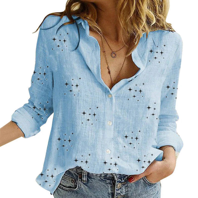 Cotton Linen Casual Shirt – Women Long Sleeve