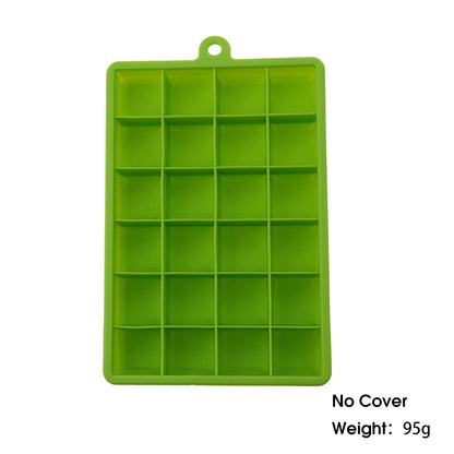 ChengHaoRan 24-Hole Silicone Ice Tray – Food-Grade, Square Ice Cubes, Jelly & Mold | With or Without Lid