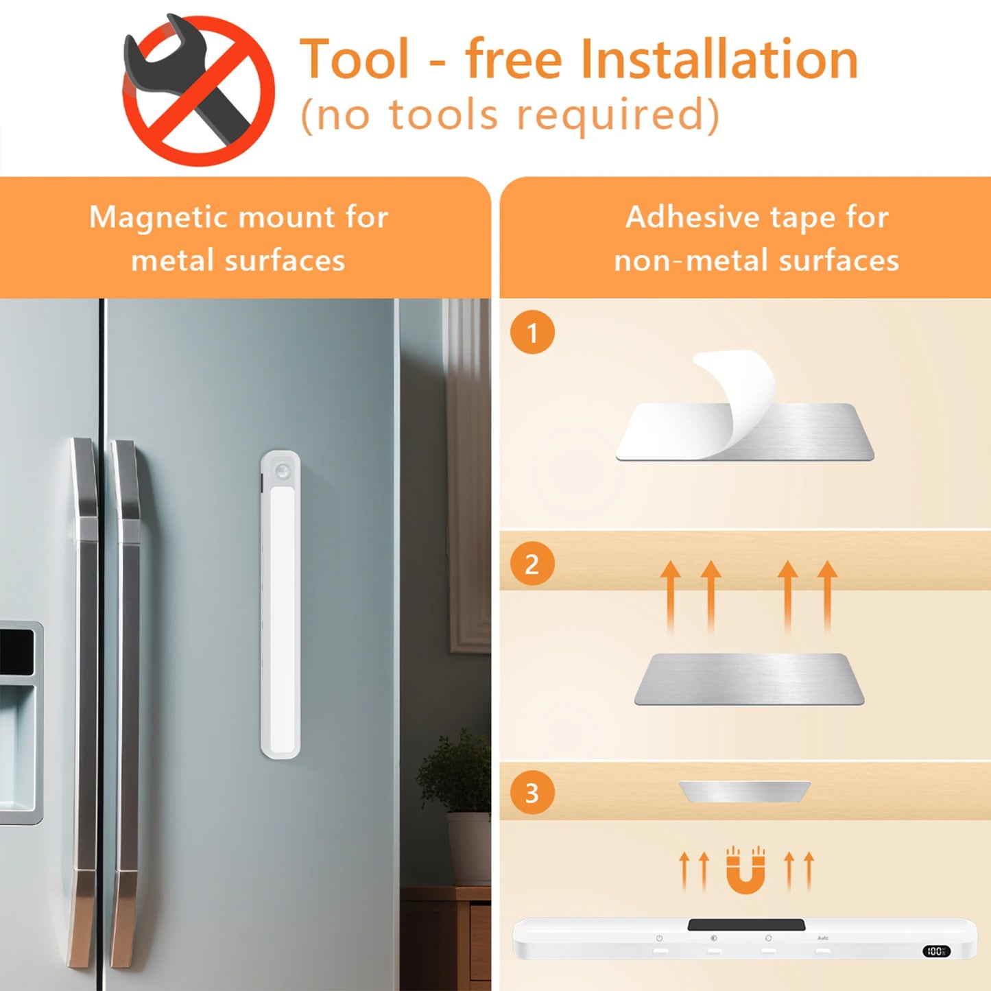 WILLED Rechargeable Motion Sensor Cabinet Light Bar – 3 Color Temps, 5 Brightness, Magnetic Mount | 25cm | 1pc / 2pcs