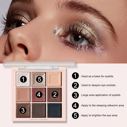 JUJU DREAM 9-Color Eyeshadow Palette – Matte & Shimmer, Soft Milk Tea Tones, Waterproof, Long-Lasting | Single & Triple Sets