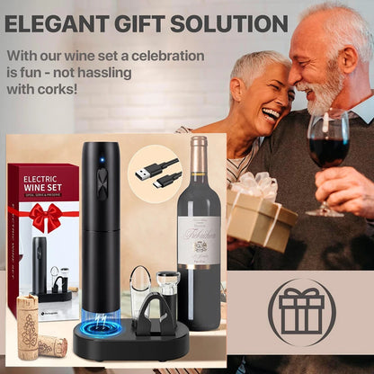 Electric Wine Opener – Rechargeable Automatic Corkscrew, Opens 100 Bottles Per Charge | With or Without Accessories