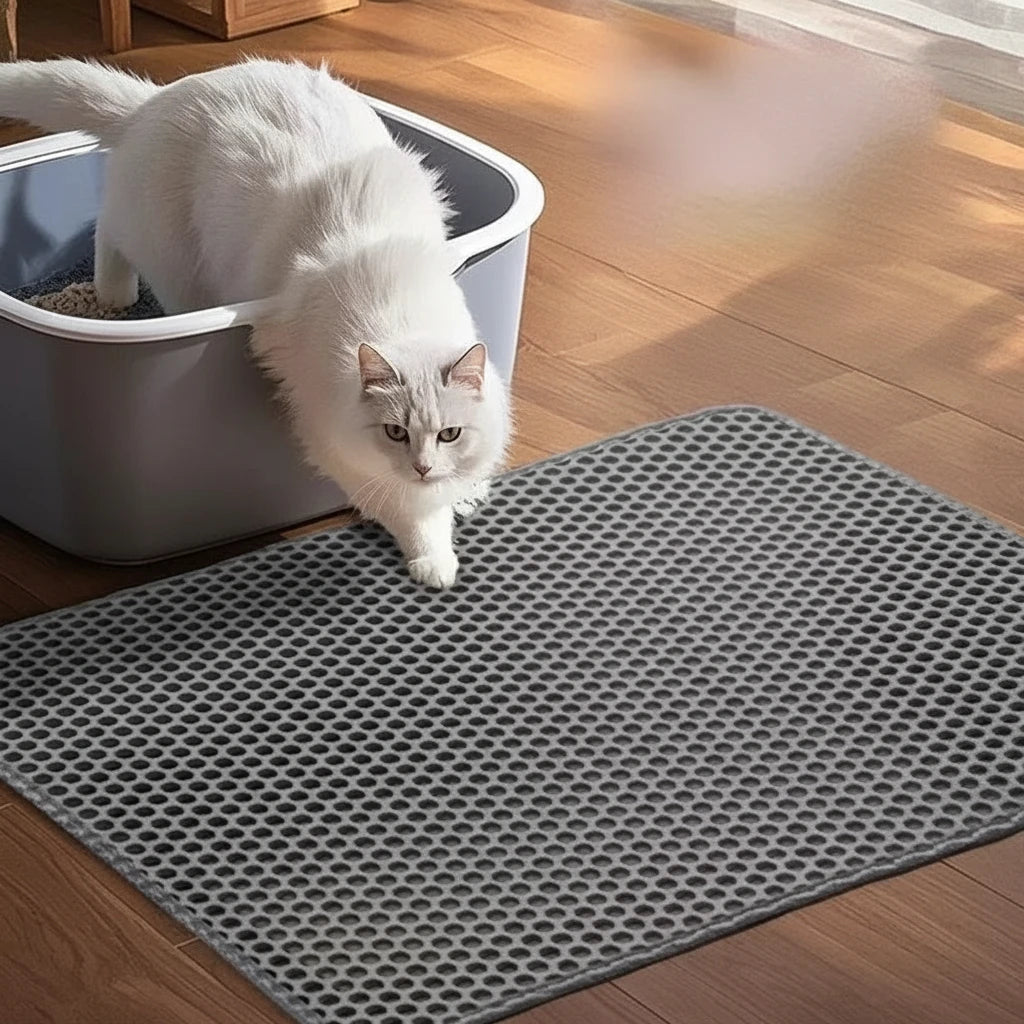猫用トイレマット - 2層構造EVA製、砂飛散防止、防水、滑り止め