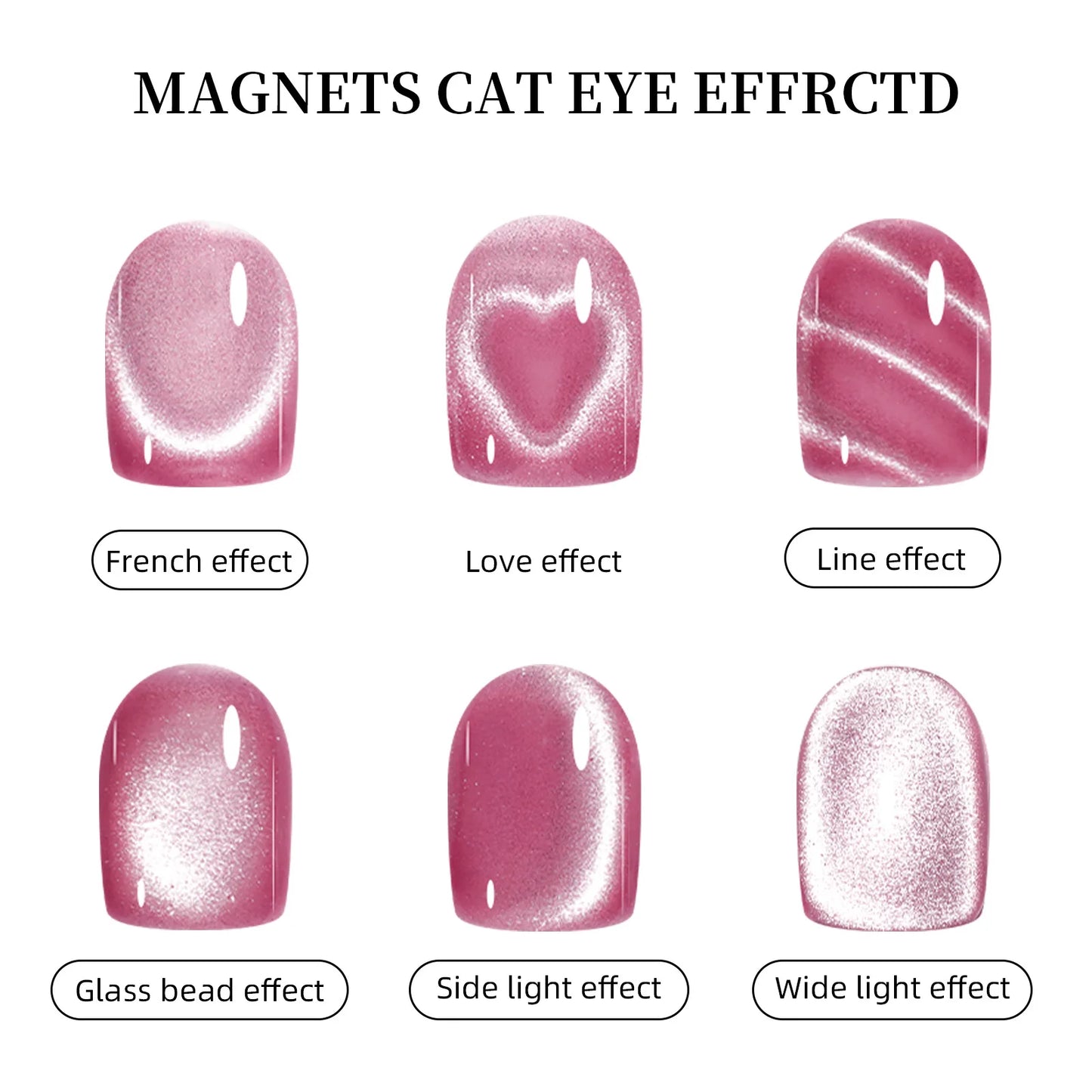 3-in-1 Cat Eye Nail Art Magnet Pen – Heart / Double Line / Moon & Snake Patterns | For Magnetic Gel Polish | Pink / Blue / Green