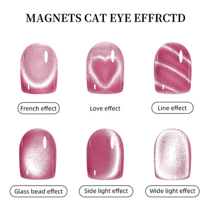 3-in-1 Cat Eye Nail Art Magnet Pen – Heart / Double Line / Moon & Snake Patterns | For Magnetic Gel Polish | Pink / Blue / Green
